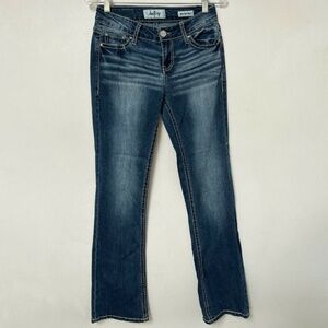 Daytrip Mid Rise Mila Bootcut Jeans Stretch Buckle Pocket Flap Womens Size 25
